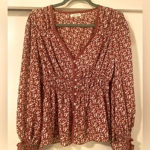 Max Studio Red Floral Blouse